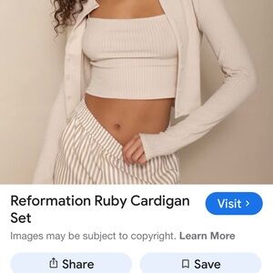 Reformation Beige Ribbed Knit Set